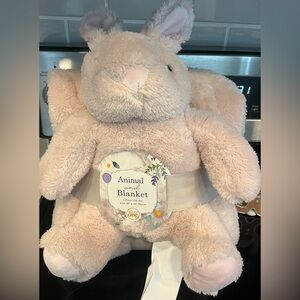 Silver One Kids Plush Animal and Blanket Set Pink Rabbit Bunny New with Tags